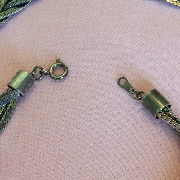 FINAL SALE PRICE Tri-Color Braided Metal Necklace and Bracelet Set - Picture 3 of 5